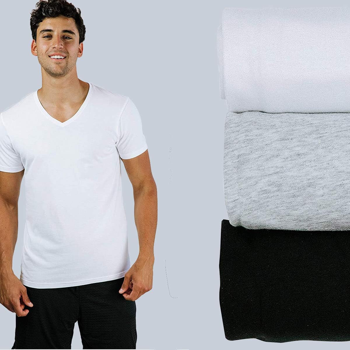 Men Super Soft V Neck | T-Shirt for Men | Breathable, Tagless Performance Cotton Blend | All-Day Wear